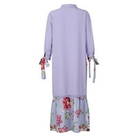 Ženske haljine cvjetni V-izrez Maxi Casual Ljetna haljina kratkih rukava ljubičasta xl