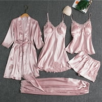 pxiakgy intimi za žene čipke donje rublje Noćna adresa bežične slobodne odjeće žensku žensku svilene pidžame ružičaste + m