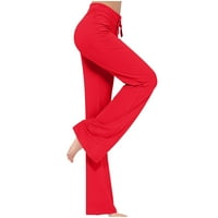 Radne pantalone za žene Visoka struka visoki struk visoki porast plus veličina široka noga casual slim fit joga atletski dugi hlače labave hlače izlaze se hlače za hlače u plivanju svakodnevno trošenje 51-crvenih s