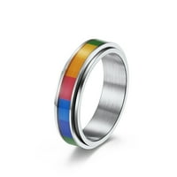 Toyella Modni muškarci Rainbow boja Titanium čelični prsten zlatni broj7