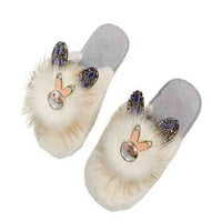 Sandale Žene Slatke papuče Žene Jesen i zimski modni Rhinestone zečje uši na pola papuče žene