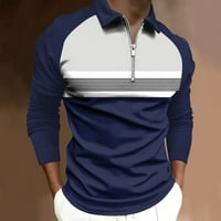 FESFESFES bluza košulja za muškarce košulja navraćaju, pune casual dugih rukava zatvarača zatvarača ovratnik košulja