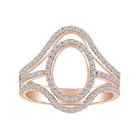Carat Okrugli bijeli prirodni dijamantski modni obljetni prsten za angažman u 14K čvrstih ruža Zlatna