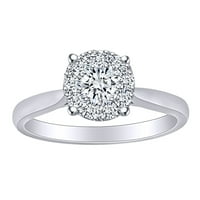 Carat okrugli oblik Bijeli prirodni dijamantni prsten za dijamant u 14K čvrstim bijelim zlatnim prstenom