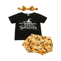 Canrulo Toddler Dojenčad Kidske djevojke Djevojke Halloween Bat Print Majica Crtani kratke hlače Podesite