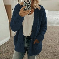 Dyfzdhu Cardigan džemper za žene casual plus veličina dugih rukava Pleteni džep kaputa