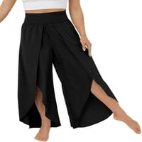Paille Women Yoga Pant Elastični struk široke pantalone za noge Visoke palazzo pantalone Ležerne prilike za odmor Crna S