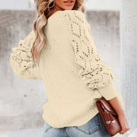 Aloohaidyvio Terra i Sky džemperi za žene, ženska ležerna modna čvrsta izdubljena pulover dugih rukava