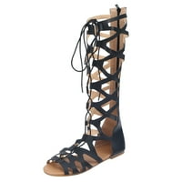 Sanbonepd sandale Ljetne žene dame modne povremene stane koljena visoke čizme Roma cipele Sandale