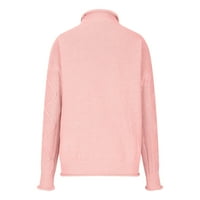 Crni džemperi za žene Casual Soild dugih rukava debeli pleteni pulover Turtleneck džemper kaput ružičasti m