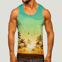 Hanas muški ljetni havajrski tenk, majica rezervoara za plažu casual udoban prsluk za okrugli vrat bez rukava