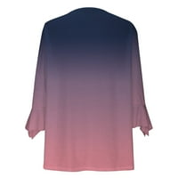 Usmixi prodajna dukserica za žene plus veličina modni ruffle rukavac čipkasti patchwork lagani pulover vrhovi zimski trendy gradijent ispis v-izrez bluze s dugim rukavima