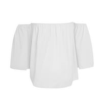 Majice za žene Modni ženski off-rame Pulover kratki rukav Dame Ljeto prsa puna boja casual vrhovi TEE