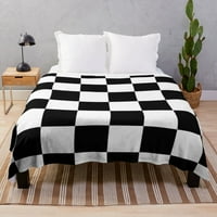 Flannel fleece krevet pokrivač lagana ugodna baka za bacanje za kauču Soufa spavaće sobe Geometrijska jednostavna crno-bijela karirana zastava