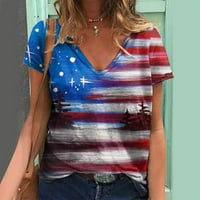 Thirts majice za žene Dan nezavisnosti Ispiši svakodnevne ljetne V Rezervoar za izrez Amerikanac 4. jula Ispiši bluzu kratkih rukava Ležerne prilike Ležerne prilike