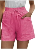 Ženske lagane pamučne kratke hlače Casual baggy elastična struka Comfy kratke hlače Ljetne modne šortile