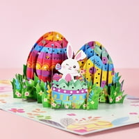Ausyst kancelarijski pribor 3D košara Pop-up Uskršnja karta Slatka zeko -Egg -Flora Good dobro simpatije