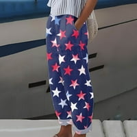 Ženska casual Dan nezavisnosti Američka zastava Štampari Hlače Baggy Elastic Elastična struka Pant Wide