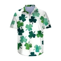 Zermoge Muns Thirt Bluzes Clearence Plus Veličina Muškarci Ležerne tipke St. Patrick's Day Print sa džepom Bluza s kratkim rukavima