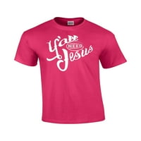 Trebat će vam Isus Christian majica kratkih rukava-Fuschia-Medium