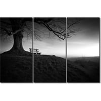 Uokvirena crno-bijela stablo Zemljište Tema Platno Zidno umjetničko mjesto, 60 X40 sjedalo pod banyan