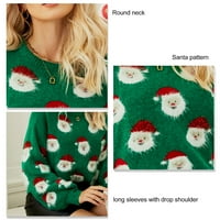 Ženski božićni džemper, mekani dodir savršeno podudaranje udobnih rukava okruglog vrata casual žena