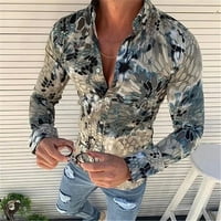 Košulje za fragarn za muškarce Muška modna kreativna tanka fit apstraktna tiskana košulja dugih rukava