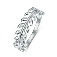 Sterling srebrni modni list prsten za žene veličine 5-9