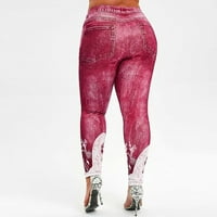 DRPGunly ženske hlače tiskane joge fitness tapki teketane teretane STRETTERS sportske hlače pantalone za vježbanje ženske gamaše crveno 4xl