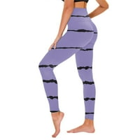 Airpow Clearence Slim Fit ženske ležerne tiskane joge hlače visoke struk labave ravne duge hlače ljubičaste