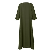 Haljine za žene okrugli izrez Čvrsti maxi duga ležerna haljina ljetne rukave zelene s