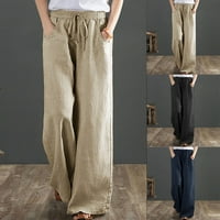 Ženske hlače Prodaja Ženska pamučna posteljina labav kaiš za crtanje Ležerne prilike široke nogave hlače