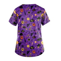 Ženski kratki rukav V izrez cvjetni bluza za ispis na vrhu Ležerne prilike labave majice Dark Purple