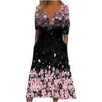 Ljetne haljine za žene, žensko ljeto Maxi haljina kratki rukav V izrez cvjetni sandress casual casure