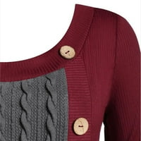 Shpwfbe Womens Dukseri plus veličine Žene O-izrez Dugih rukava Solid Botton Pachwork asimetrični vrhovi džemper