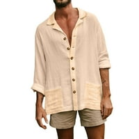 Košulje za muškarce Vrhovi pamučnog gumba Dugih rukava Ljetna plaža Casual Chablis majica