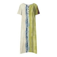 Clears Ljetne haljine za žene kratki rukav A-line Dužina gležnjanja Ispisan V-izrez Huld S