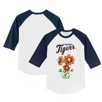 Mladića Tiny Turpap bijeli mornarici Detroit Tigrovi cvjetaju bejzbol 3 majica sa 4 rukava