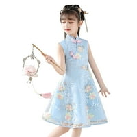 Pimfylm Toddler Spring haljine Djevojka za bebe Ljeto pamučne platnene haljine bez rukava bez rukava