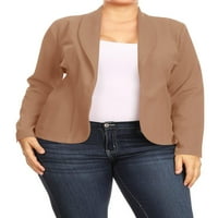MOA kolekcija Ženski plus veličina Ležerne duge rukave Otvoreno Prednja uredska radna odjeća Solid Blazer jakna ženka