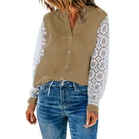 Žene Bluzes rever majice dugi rukav bluza s rukavima dolje majice Roll up ud. Vidi kroz rukav casual