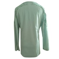 Ženske bluze Žene Ležerne prilike sa dugim rukavima, pune bluze za vrat za krastavce zelena XL