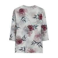 Majica Spring rukave za žene Ljetni trendi Ležerne prilike Okrugli izrez Loover Pulover Comfy Soft Bluzes Multicolor S
