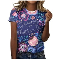 USMIXI ženske košulje Crewneck kratki rukav leptir Ispiši ljeto Slatka vrhova majčin dan Modni labavi pulover bluze plavi s $ 5