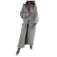 Tkinga modna ženska zimska dugačak rever topli džemper izgubljeni kardigan jakna Čvrsta boja debeli modni džemper kaput - m
