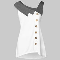Guvpev ženska moda plus veličine iskrivljenog izreza asimetrična tenka TOP majica bez rukava - bijeli