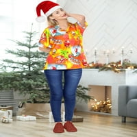 Leela ženska božićna zabava s kratkim rukavima majica XL Orange_AA346