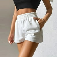 Ruhiku GW Žene Ležerne ljetne elastične struke Sportske solidne kratke hlače bijele boje