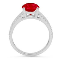 2.32ct ovalni rez crveni prirodni granat 18k Bijelo zlato Graviranje Izjava bridalnih godišnjica Angažovanje vjenčanog prstena veličine 5