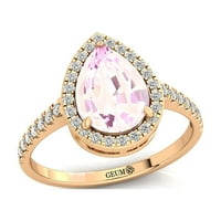 Dimond vjenčani prsten, prirodni morgatit 14K čvrsti zlatni prsten, vjenčani prsten, obljetni poklon, poklon za mamu